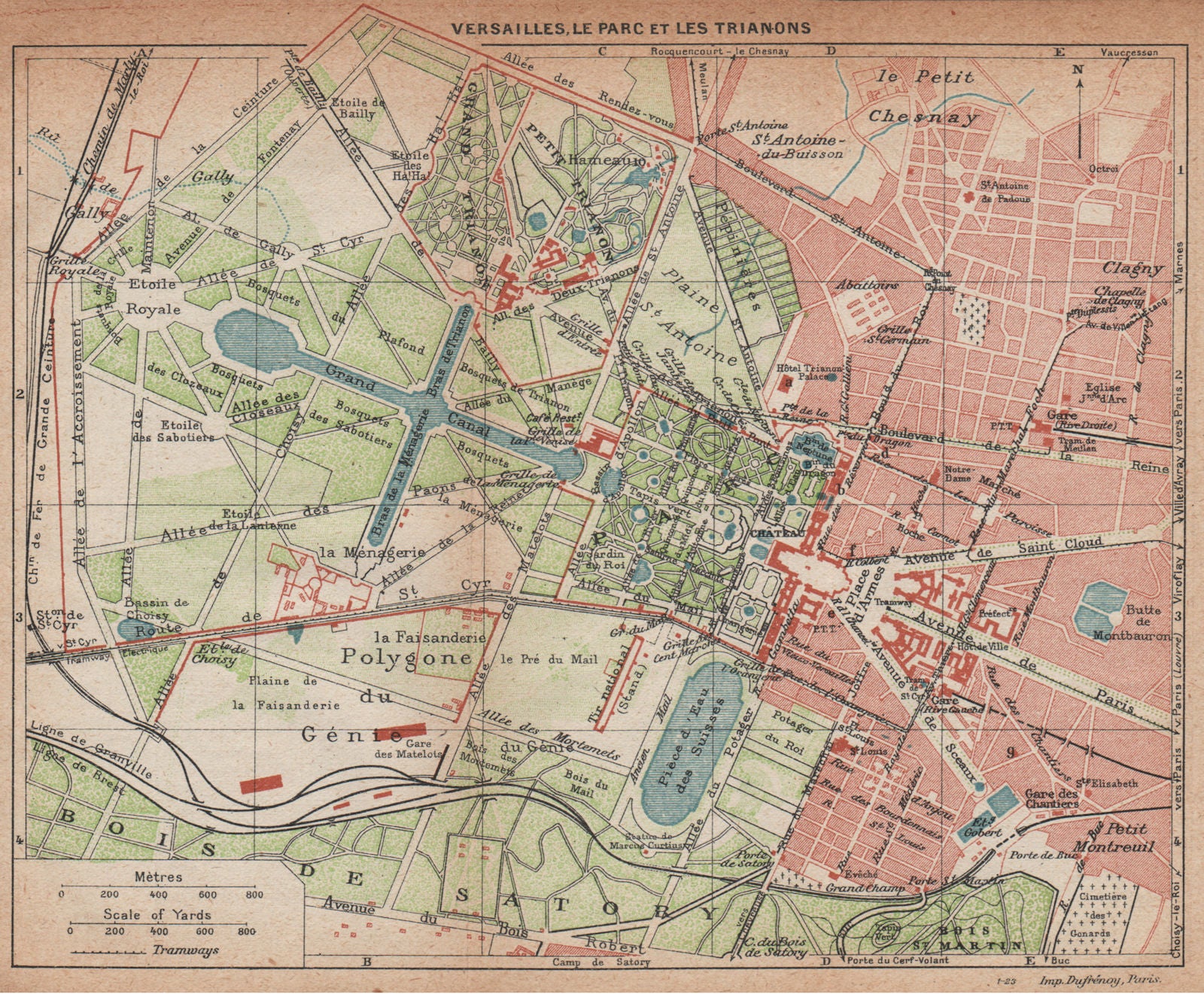 VERSAILLES. Parc Trianons Gardens. Vintage map plan. Yvelines 1922 old